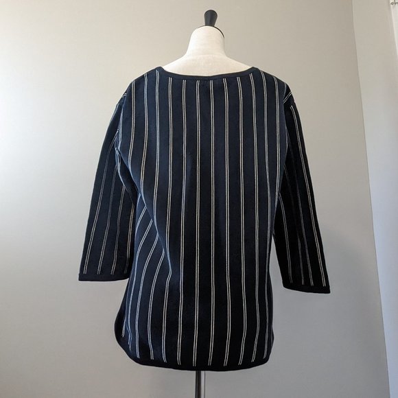 RAG & BONE black white striped knit top 3/4 Sleeve blouse - Picture 6 of 11